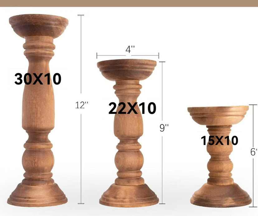 Bulk 3 Pack Wooden Candle Holders for Pillar Candles Rustic Farmhouse Style Home Decor Perfect for Table Centerpieces Coffee Table Fireplace Mantel Wedding Decor Wholesale