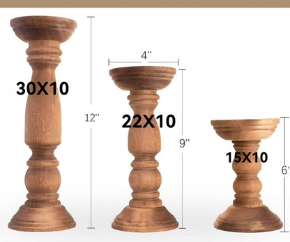 Bulk 3 Pack Wooden Candle Holders for Pillar Candles Rustic Farmhouse Style Home Decor Perfect for Table Centerpieces Coffee Table Fireplace Mantel Wedding Decor Wholesale