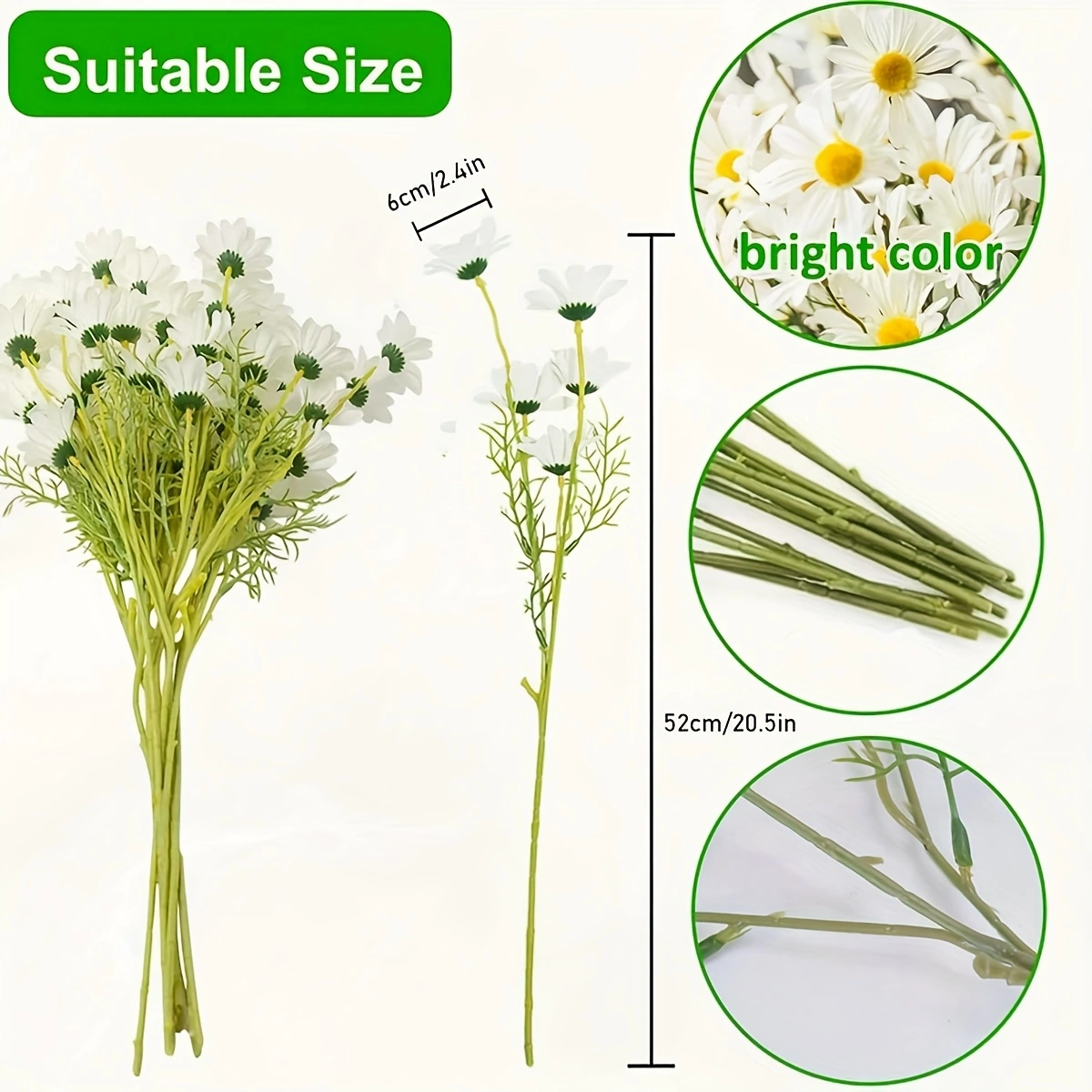 Wedding Floral Backdrop Decor Premium Artificial Daisy Bouquets 8 Pack Silk for Venue Styling