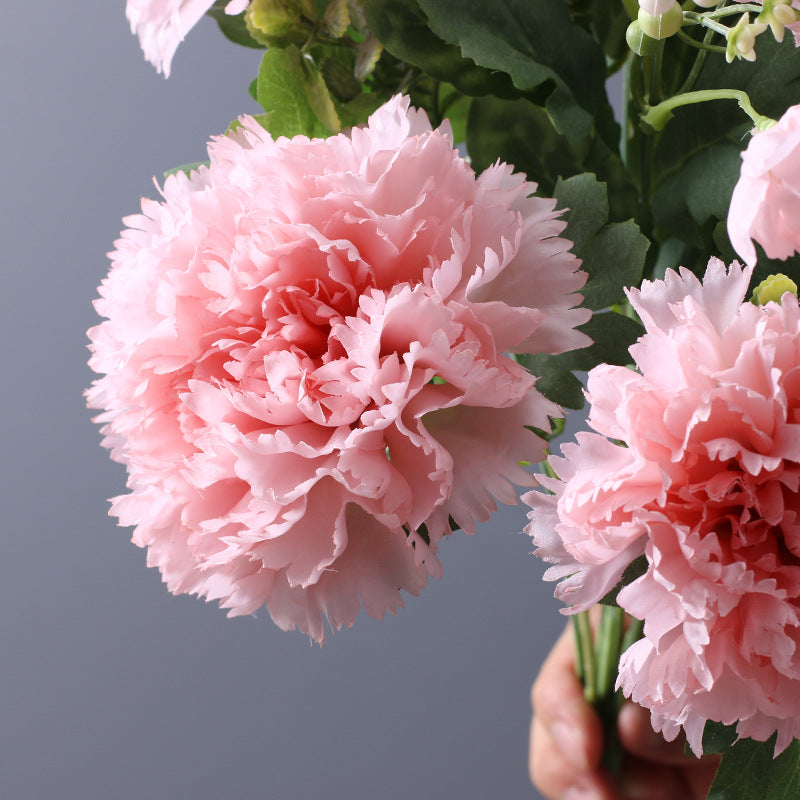 Artificial Silk Carnations Bush 14 Inch 10 Pcs Bulk January Birth Flower