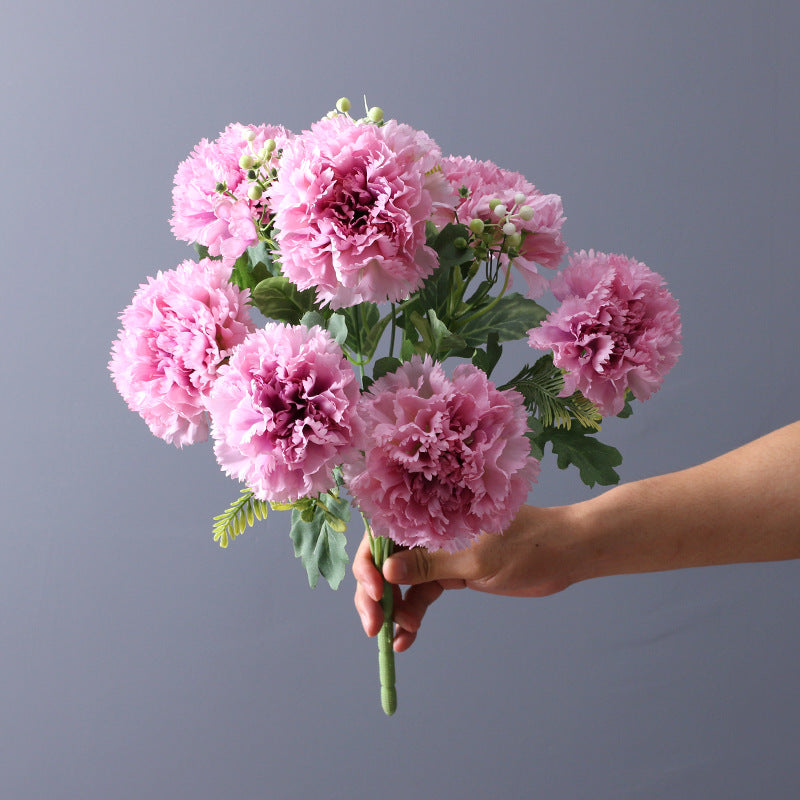 Artificial Silk Carnations Bush 14 Inch 10 Pcs Bulk January Birth Flower