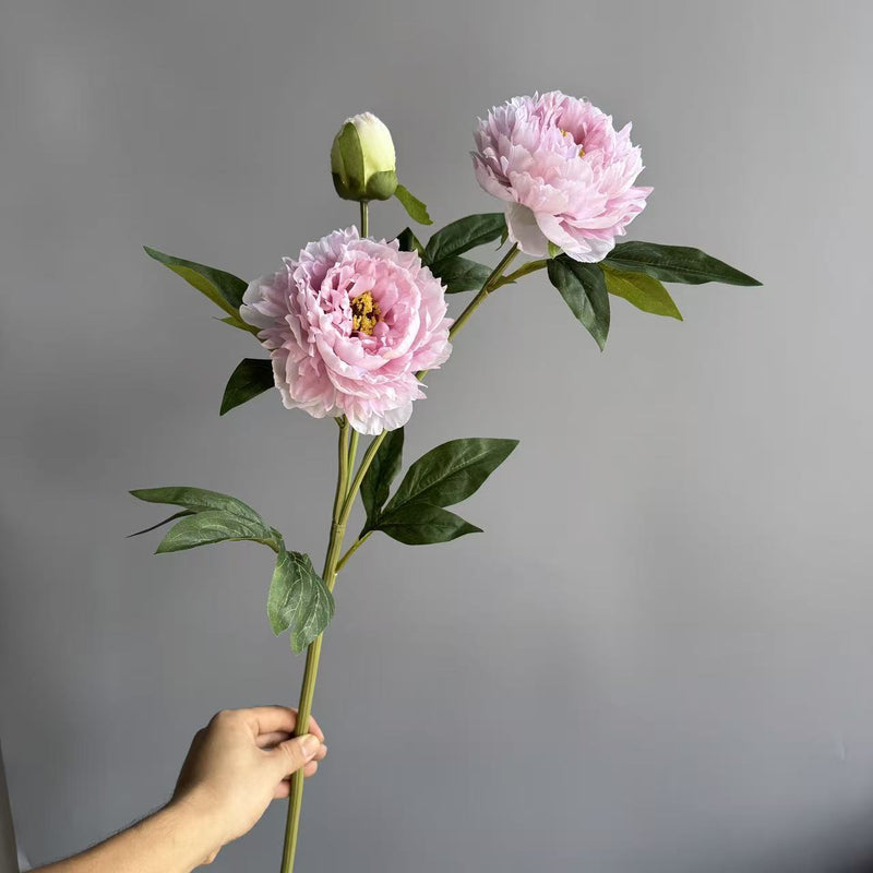 Lifelike Silk Peony Stem, 30" Tall Faux Peonies, Realistic Artificial Flowers for Wedding Bouquets, DIY Centerpieces, Home Decor Vase Filler