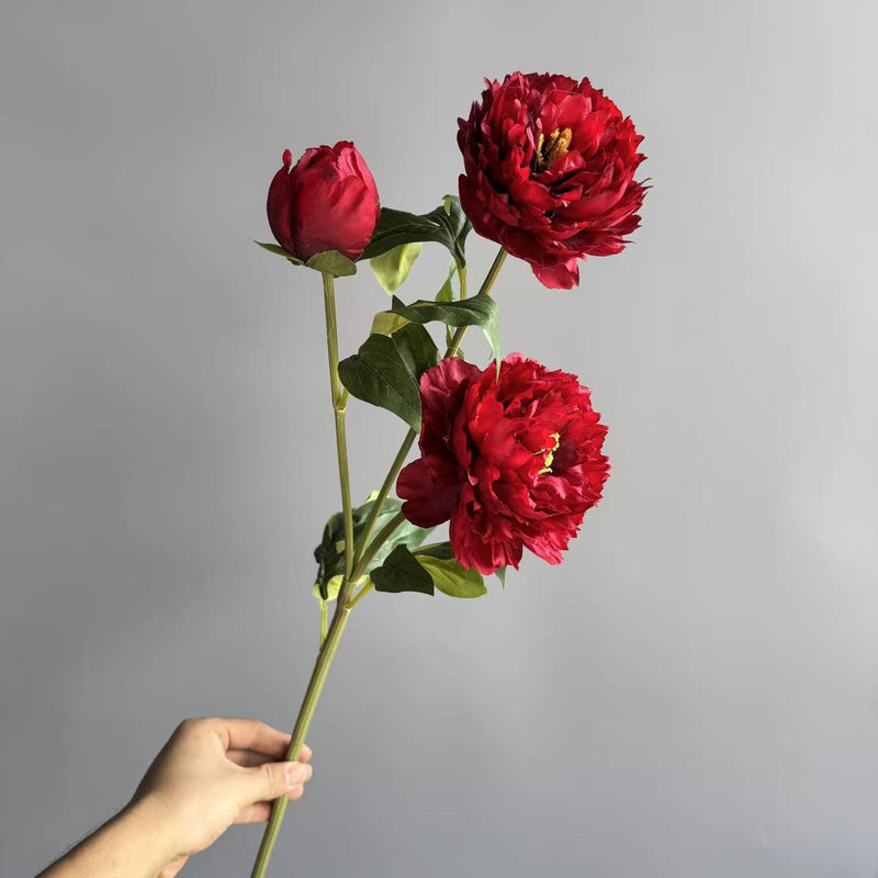 Lifelike Silk Peony Stem, 30" Tall Faux Peonies, Realistic Artificial Flowers for Wedding Bouquets, DIY Centerpieces, Home Decor Vase Filler
