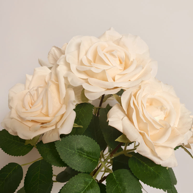 35cm Cream Rose Bouquet, Realistic Silk Flowers, Perfect for Home Decor, Weddings, and Seasonal Arrangements