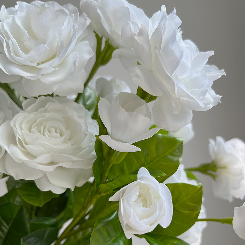 Real Touch White Gardenia Stem, 22" Tall with 2 Large Blooms, Lifelike Faux Flowers for Wedding Bouquets, Centerpieces, and Elegant Home Decor