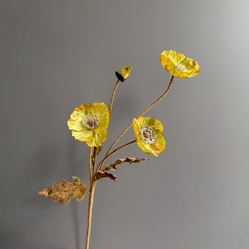 Autumn Poppy Faux Flowers, 24" Tall, Realistic Silk Blooms, Perfect for Home Decor, Weddings, or Seasonal Arrangements