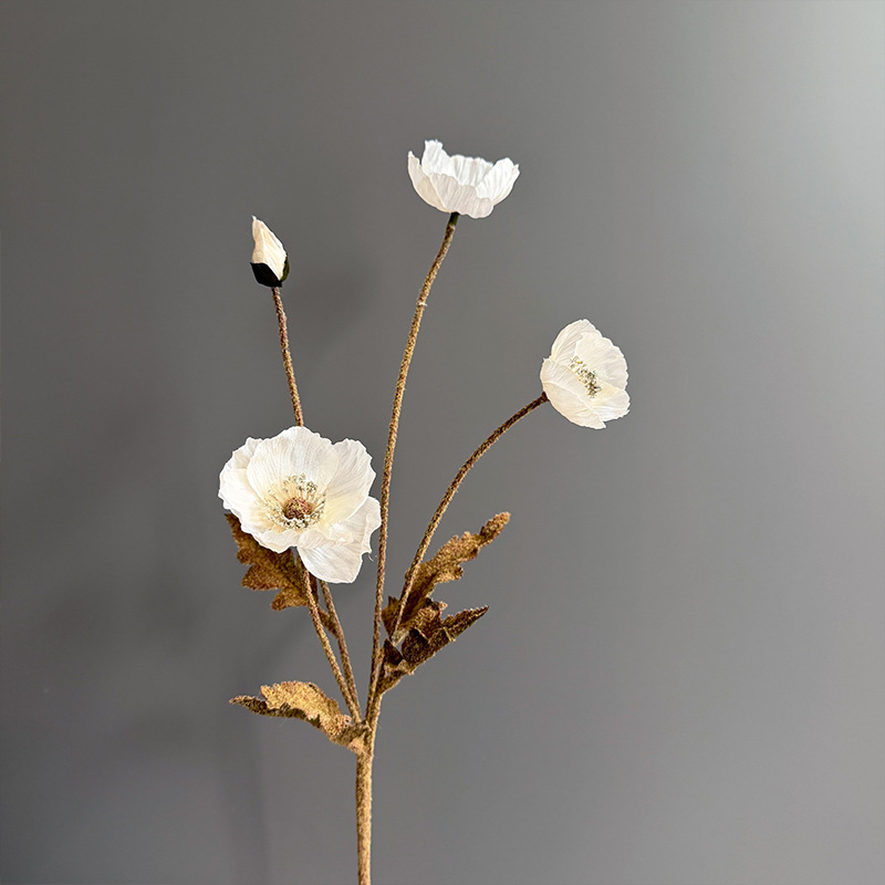 Autumn Poppy Faux Flowers, 24" Tall, Realistic Silk Blooms, Perfect for Home Decor, Weddings, or Seasonal Arrangements