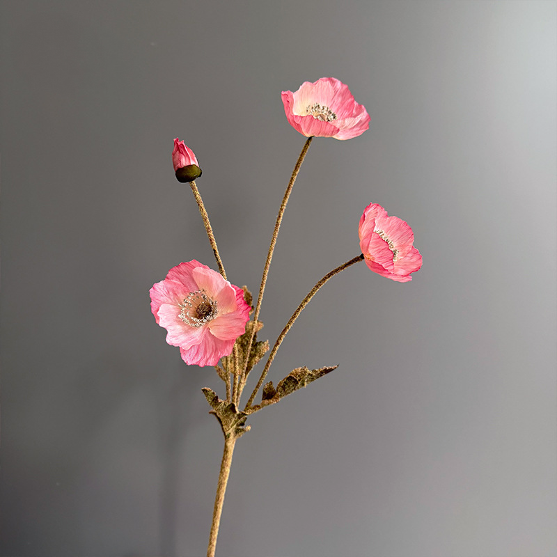 Autumn Poppy Faux Flowers, 24" Tall, Realistic Silk Blooms, Perfect for Home Decor, Weddings, or Seasonal Arrangements