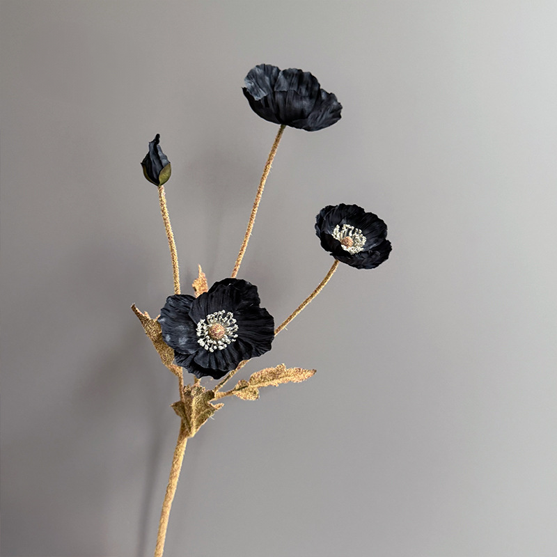 Autumn Poppy Faux Flowers, 24" Tall, Realistic Silk Blooms, Perfect for Home Decor, Weddings, or Seasonal Arrangements