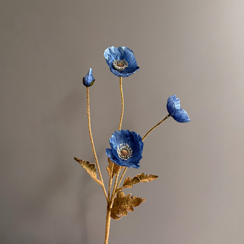 Autumn Poppy Faux Flowers, 24" Tall, Realistic Silk Blooms, Perfect for Home Decor, Weddings, or Seasonal Arrangements