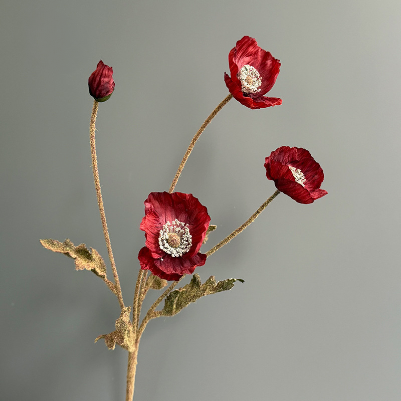 Autumn Poppy Faux Flowers, 24" Tall, Realistic Silk Blooms, Perfect for Home Decor, Weddings, or Seasonal Arrangements