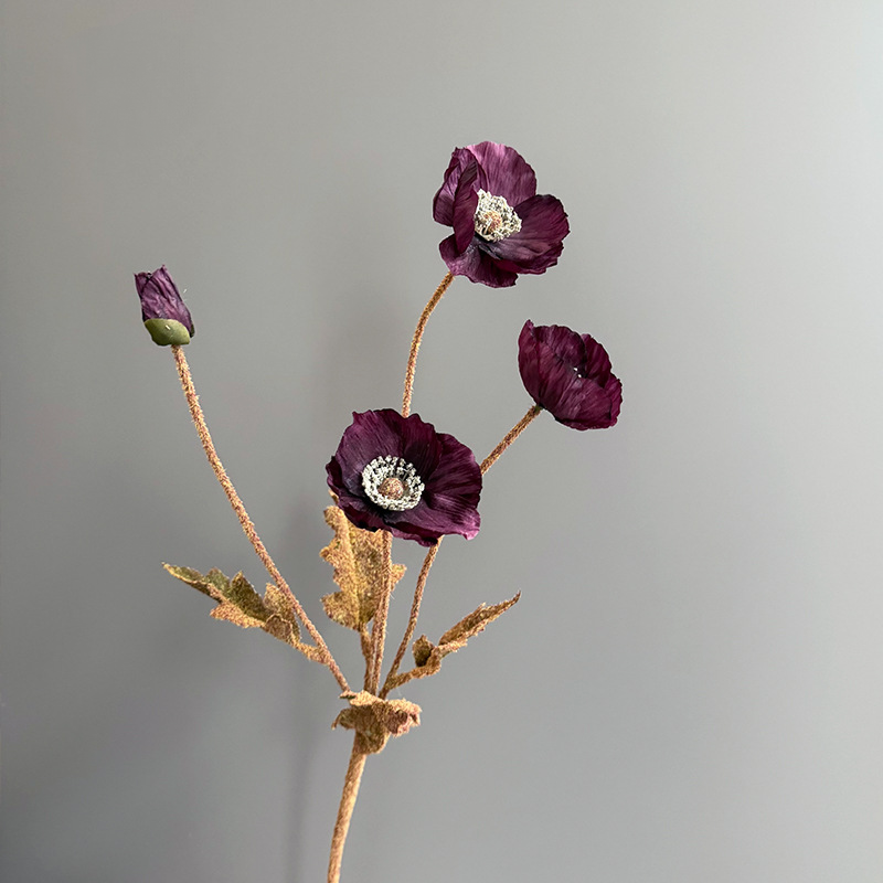 Autumn Poppy Faux Flowers, 24" Tall, Realistic Silk Blooms, Perfect for Home Decor, Weddings, or Seasonal Arrangements