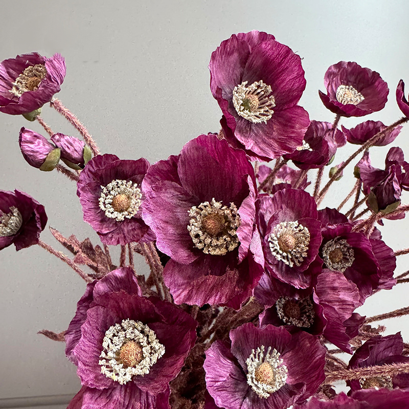 Autumn Poppy Faux Flowers, 24" Tall, Realistic Silk Blooms, Perfect for Home Decor, Weddings, or Seasonal Arrangements