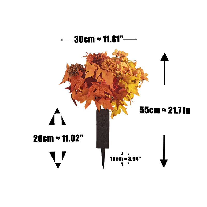 2 Pcs Realistic Fall Artificial Cemetery Flowers With Vase Dahlia & Mum Begonia Bouquet
