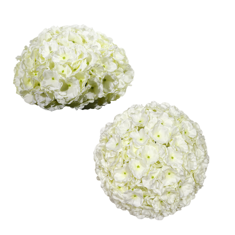 2 Pcs 12" White Hydrangea Half Balls Realistic Faux Silk Kissing Balls for Wedding Centerpieces, Aisle Decor, Party & Home Decoration