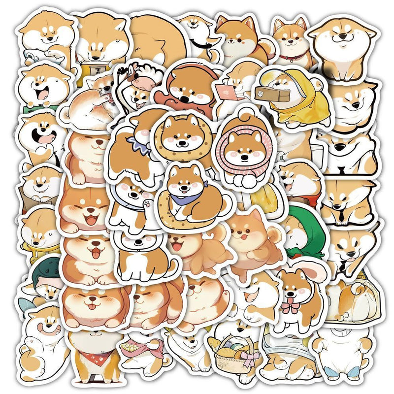 Cute Shiba Inu Dog Stickers Set of 60, Waterproof Cartoon Pet Decals, Perfect for DIY Projects, Journals, Wedding Decor, Gift Wrapping