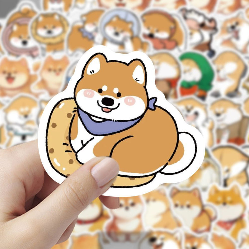 Cute Shiba Inu Dog Stickers Set of 60, Waterproof Cartoon Pet Decals, Perfect for DIY Projects, Journals, Wedding Decor, Gift Wrapping