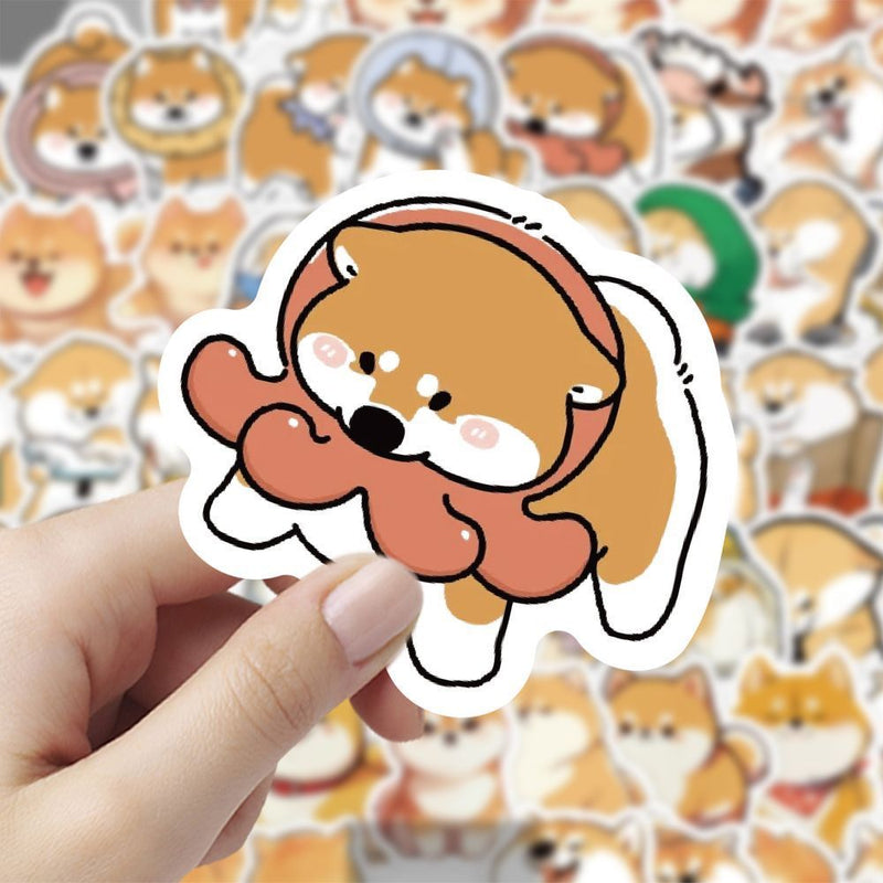 Cute Shiba Inu Dog Stickers Set of 60, Waterproof Cartoon Pet Decals, Perfect for DIY Projects, Journals, Wedding Decor, Gift Wrapping
