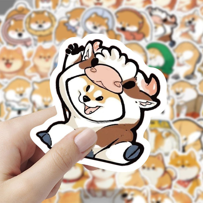 Cute Shiba Inu Dog Stickers Set of 60, Waterproof Cartoon Pet Decals, Perfect for DIY Projects, Journals, Wedding Decor, Gift Wrapping