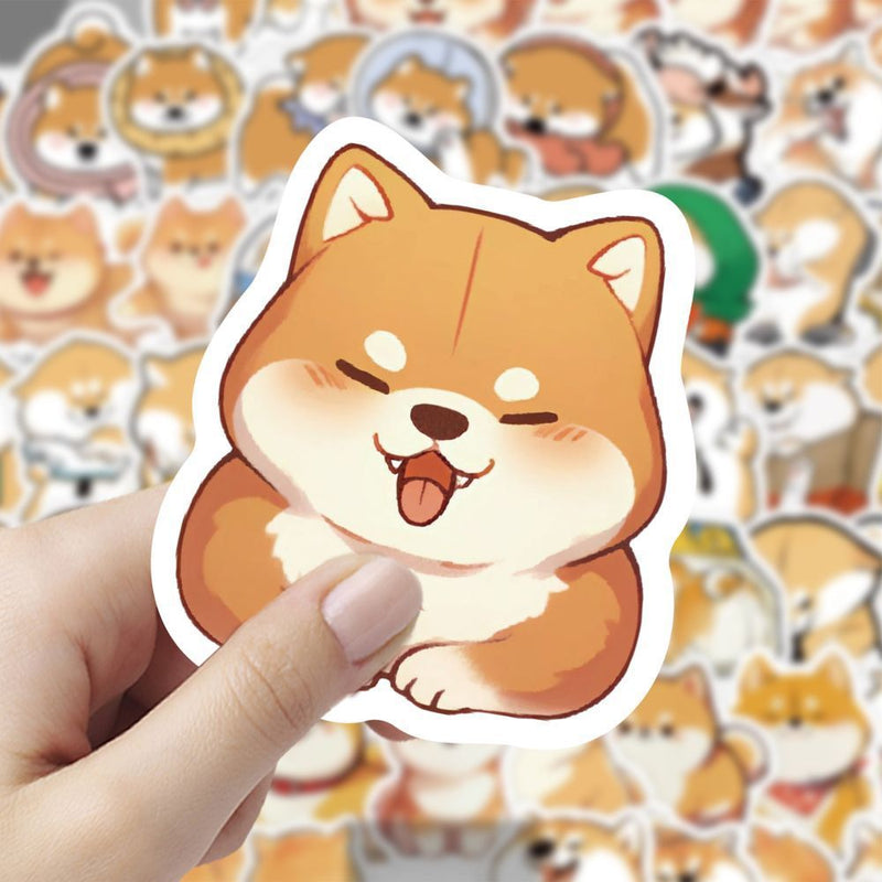 Cute Shiba Inu Dog Stickers Set of 60, Waterproof Cartoon Pet Decals, Perfect for DIY Projects, Journals, Wedding Decor, Gift Wrapping
