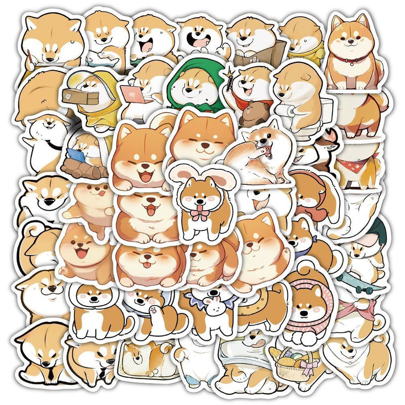 Cute Shiba Inu Dog Stickers Set of 60, Waterproof Cartoon Pet Decals, Perfect for DIY Projects, Journals, Wedding Decor, Gift Wrapping