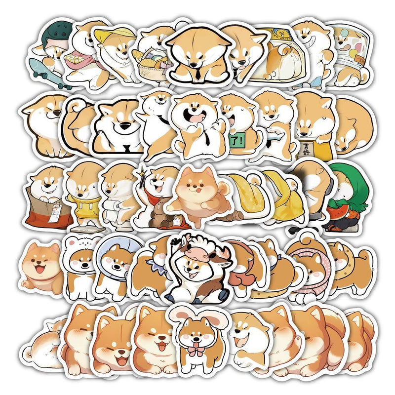 Cute Shiba Inu Dog Stickers Set of 60, Waterproof Cartoon Pet Decals, Perfect for DIY Projects, Journals, Wedding Decor, Gift Wrapping