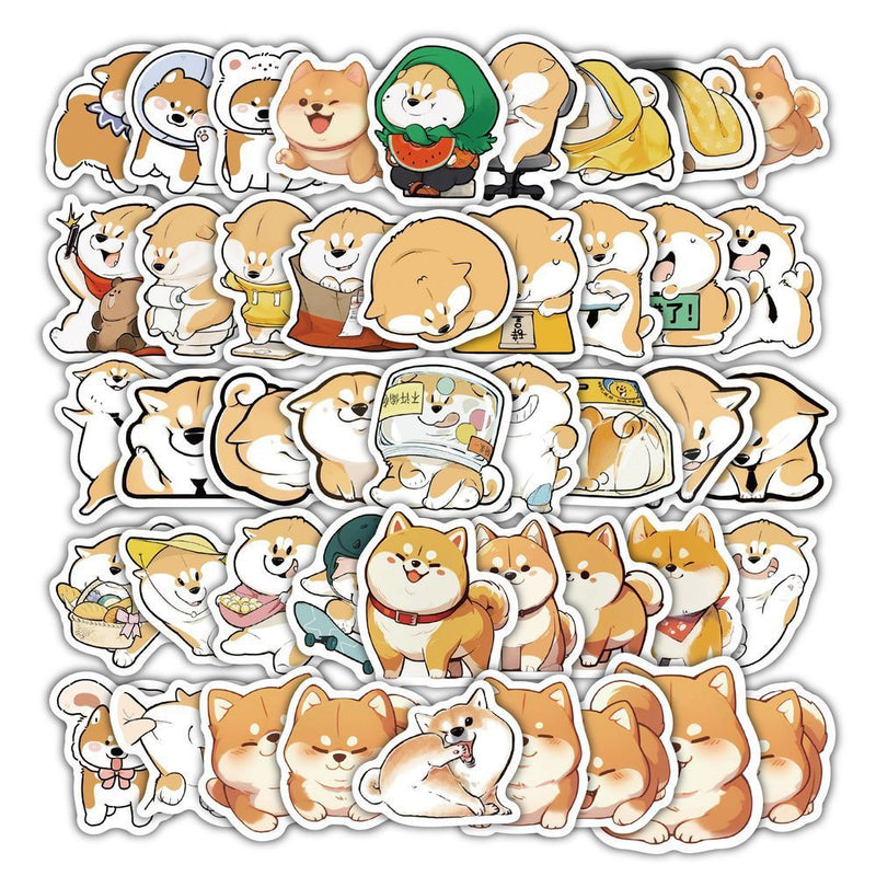 Cute Shiba Inu Dog Stickers Set of 60, Waterproof Cartoon Pet Decals, Perfect for DIY Projects, Journals, Wedding Decor, Gift Wrapping