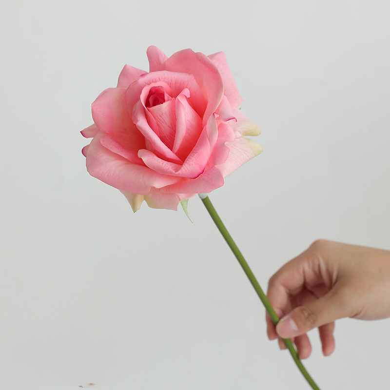 14" Real Touch Rose Stem, Lifelike Single Artificial Rose with Dewy Feel, for DIY Wedding Bouquets, Centerpieces & Home Decor
