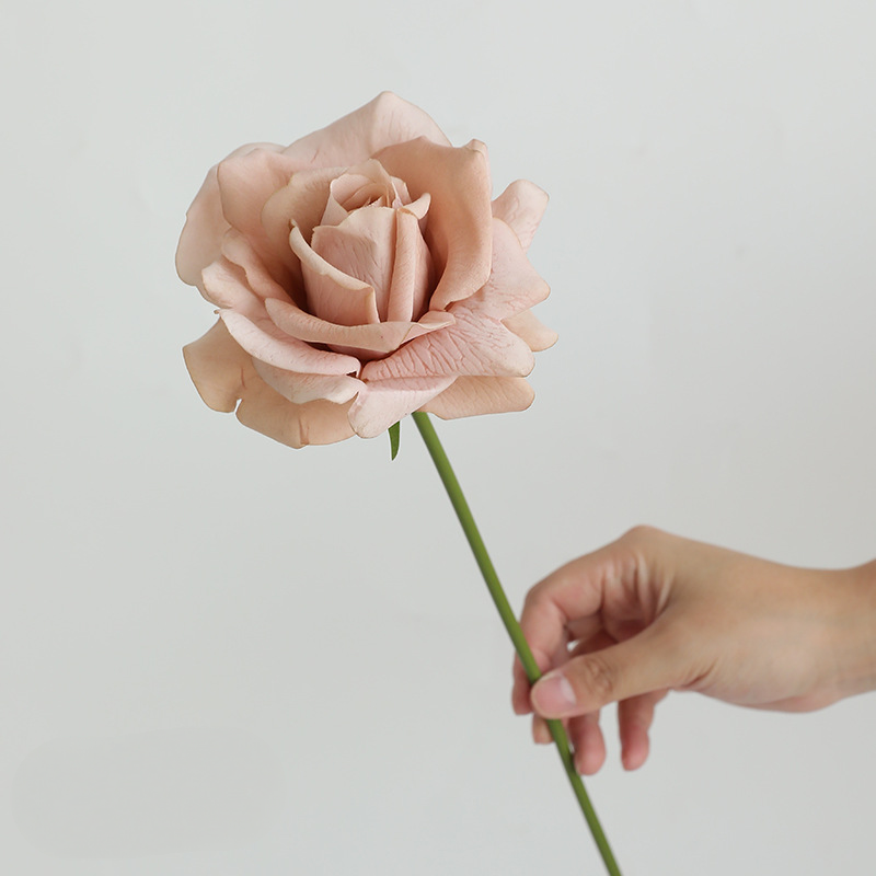 14" Real Touch Rose Stem, Lifelike Single Artificial Rose with Dewy Feel, for DIY Wedding Bouquets, Centerpieces & Home Decor