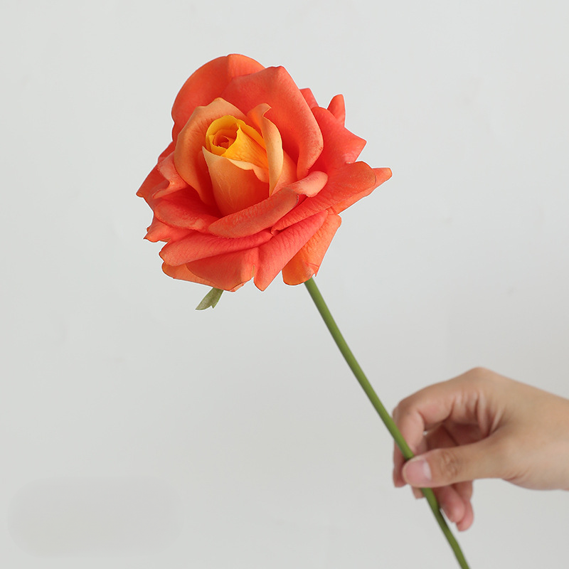 14" Real Touch Rose Stem, Lifelike Single Artificial Rose with Dewy Feel, for DIY Wedding Bouquets, Centerpieces & Home Decor
