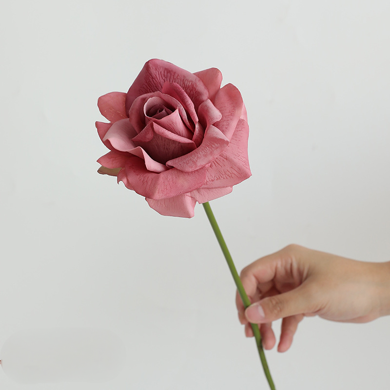 14" Real Touch Rose Stem, Lifelike Single Artificial Rose with Dewy Feel, for DIY Wedding Bouquets, Centerpieces & Home Decor