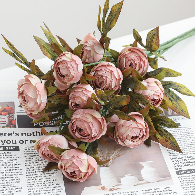 18" Faux Peony Branch in Dusty Rose Pink – Lifelike Silk Flower Stem for Home Decor, Wedding Centerpieces & Seasonal Arrangements