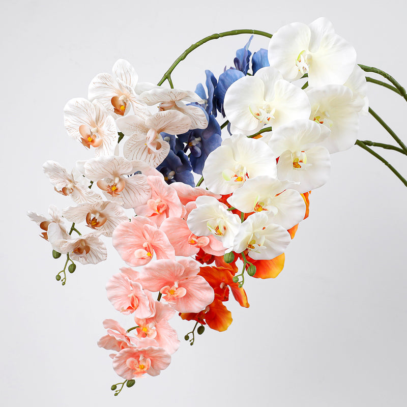 Realistic 40" Orchid Stems, Faux Flowers in Elegant White, Perfect for Home Decor, Weddings, and Events