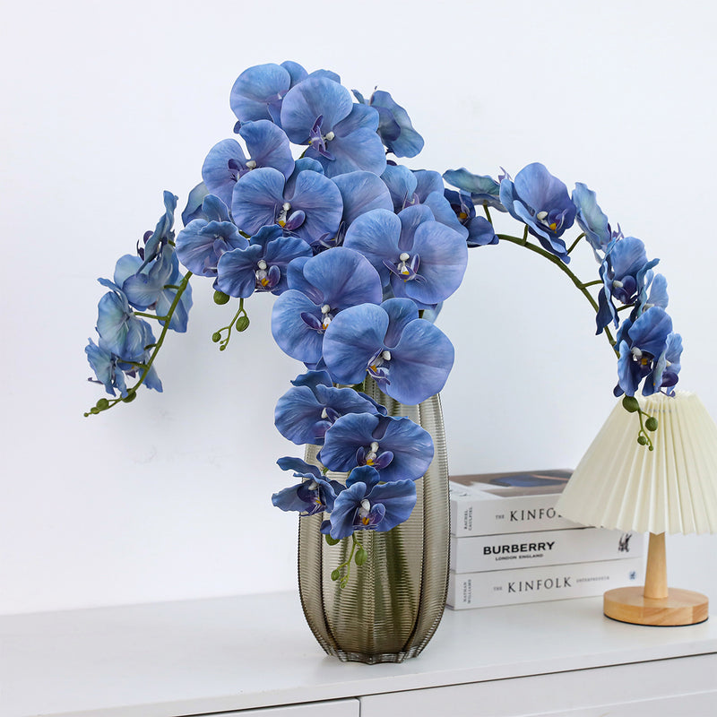 Realistic 40" Orchid Stems, Faux Flowers in Elegant White, Perfect for Home Decor, Weddings, and Events