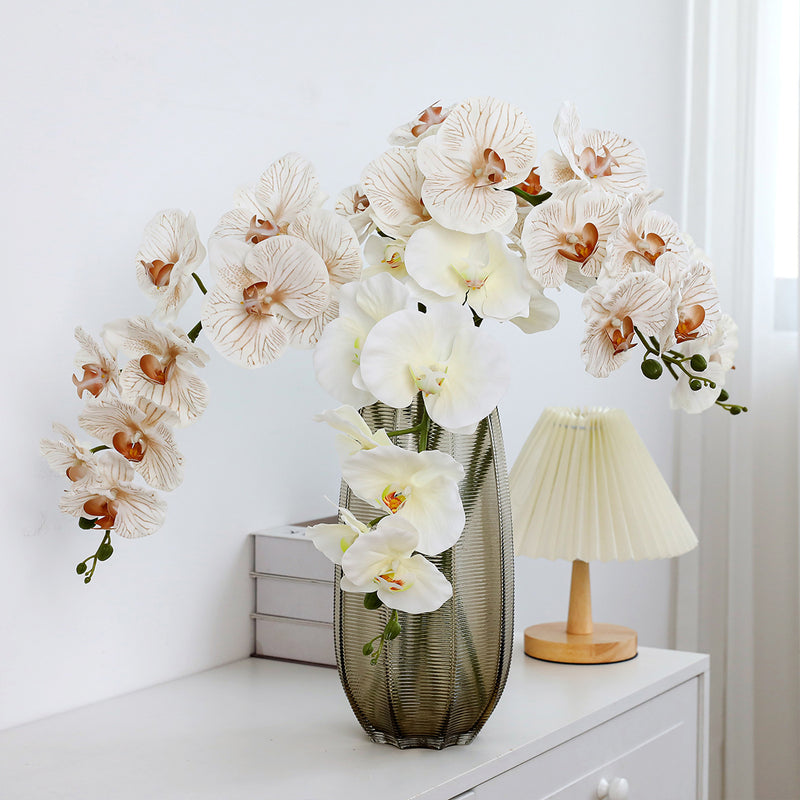 Realistic 40" Orchid Stems, Faux Flowers in Elegant White, Perfect for Home Decor, Weddings, and Events