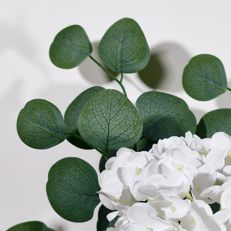 26" Real Touch White Hydrangea & Eucalyptus Bouquet, Lifelike Faux Floral Arrangement for Wedding Centerpieces, Vase Filler, Farmhouse Home Decor