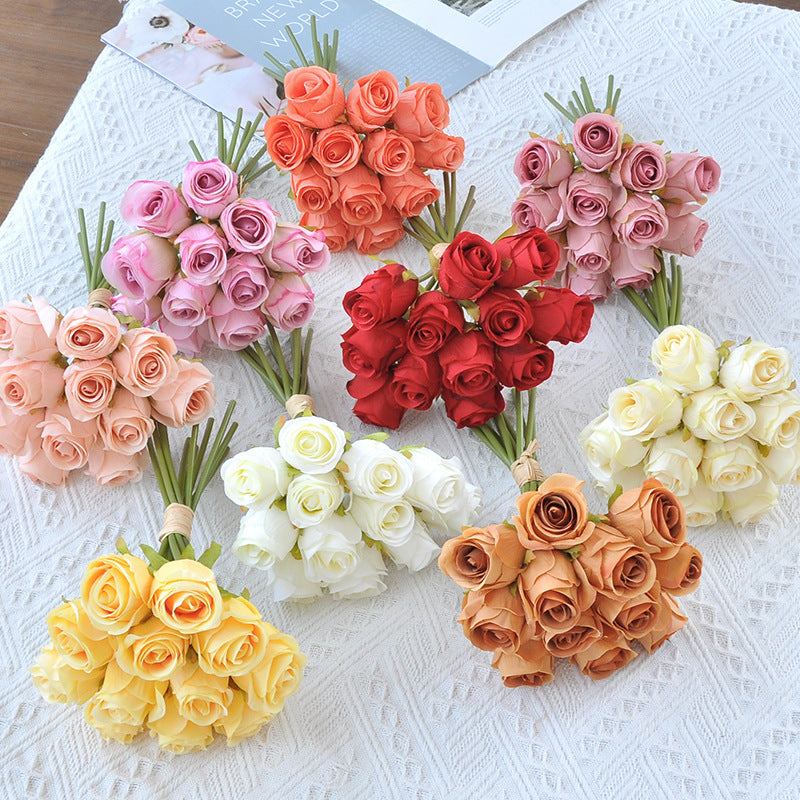 Small Silk Rose Bouquet Bundle, 9.5-Inch Lifelike Artificial Flowers, Perfect for DIY Wedding Bouquets, Centerpieces, & Romantic Home Decor