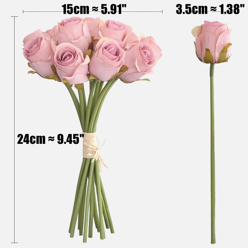 Small Silk Rose Bouquet Bundle, 9.5-Inch Lifelike Artificial Flowers, Perfect for DIY Wedding Bouquets, Centerpieces, & Romantic Home Decor