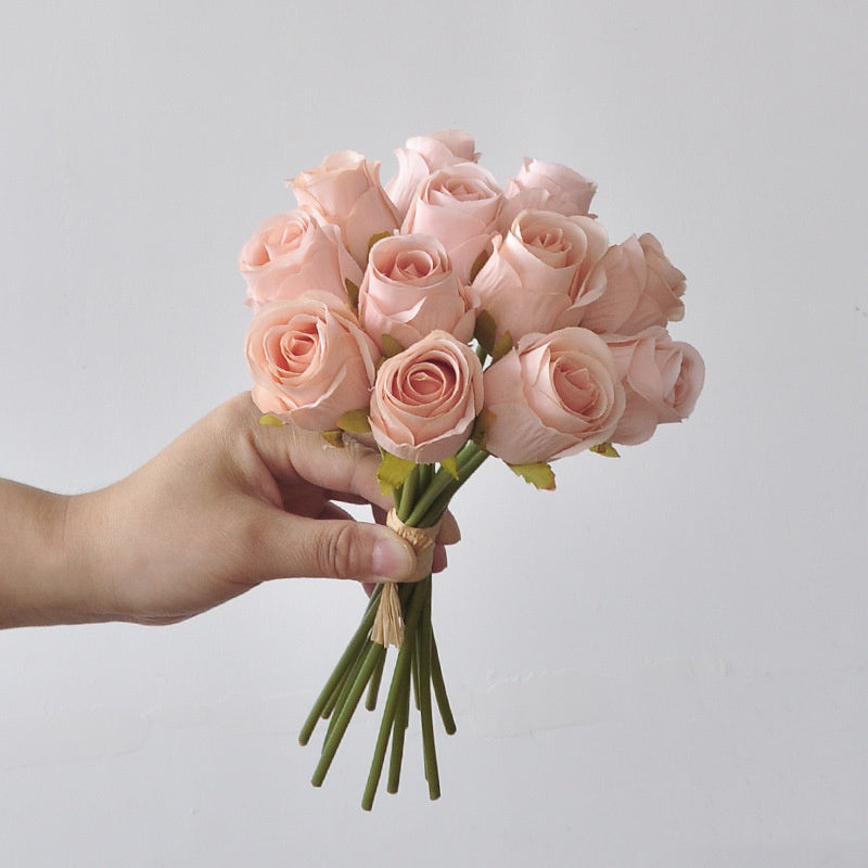 Small Silk Rose Bouquet Bundle, 9.5-Inch Lifelike Artificial Flowers, Perfect for DIY Wedding Bouquets, Centerpieces, & Romantic Home Decor
