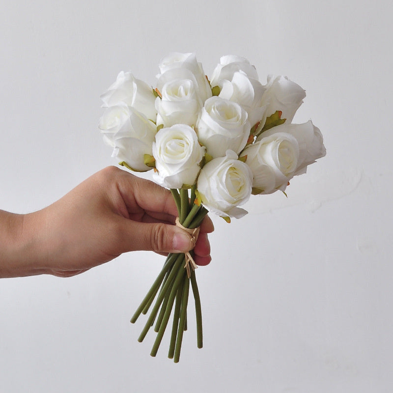 Small Silk Rose Bouquet Bundle, 9.5-Inch Lifelike Artificial Flowers, Perfect for DIY Wedding Bouquets, Centerpieces, & Romantic Home Decor