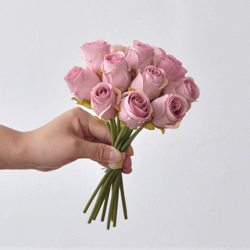 Small Silk Rose Bouquet Bundle, 9.5-Inch Lifelike Artificial Flowers, Perfect for DIY Wedding Bouquets, Centerpieces, & Romantic Home Decor