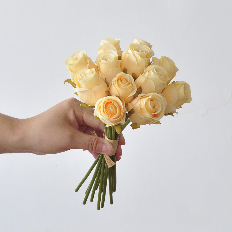 Small Silk Rose Bouquet Bundle, 9.5-Inch Lifelike Artificial Flowers, Perfect for DIY Wedding Bouquets, Centerpieces, & Romantic Home Decor
