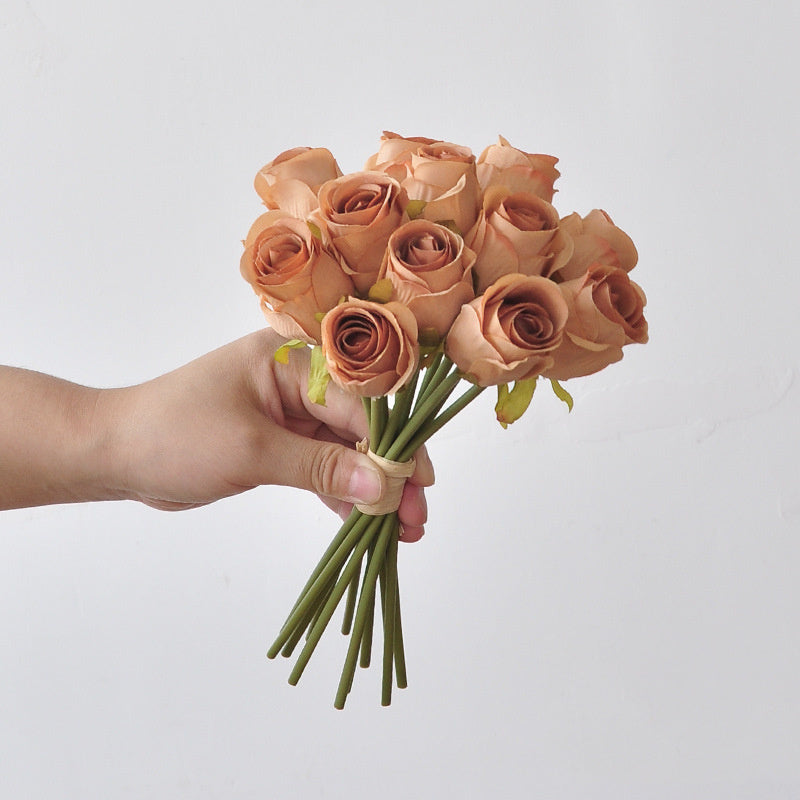 Small Silk Rose Bouquet Bundle, 9.5-Inch Lifelike Artificial Flowers, Perfect for DIY Wedding Bouquets, Centerpieces, & Romantic Home Decor