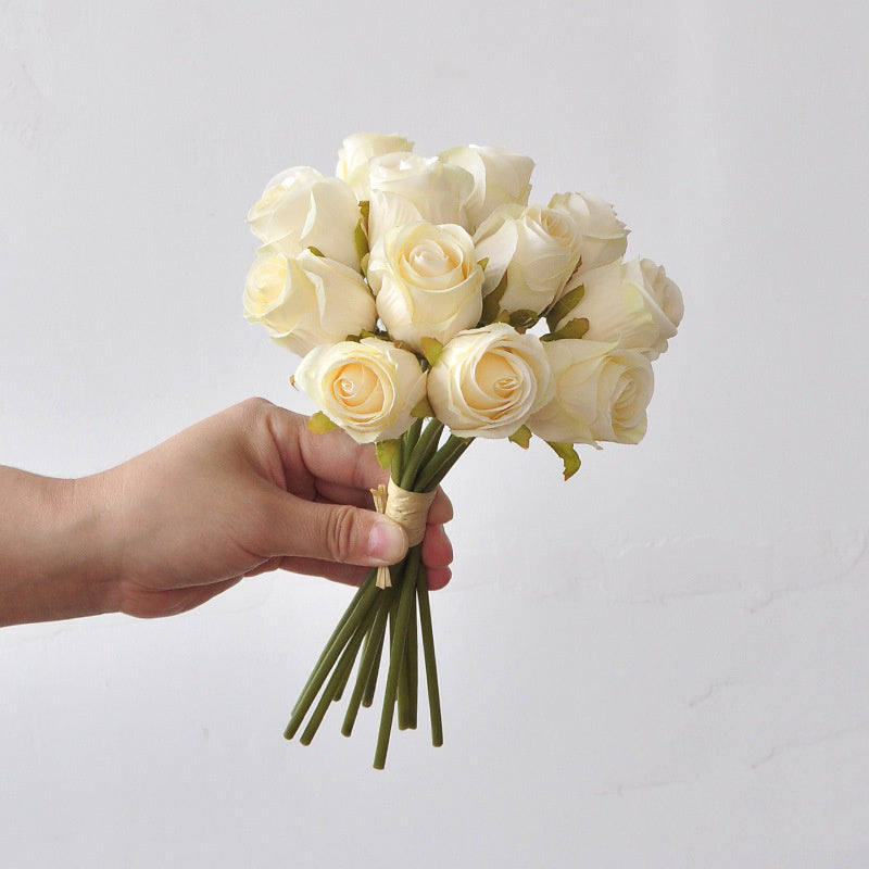 Small Silk Rose Bouquet Bundle, 9.5-Inch Lifelike Artificial Flowers, Perfect for DIY Wedding Bouquets, Centerpieces, & Romantic Home Decor
