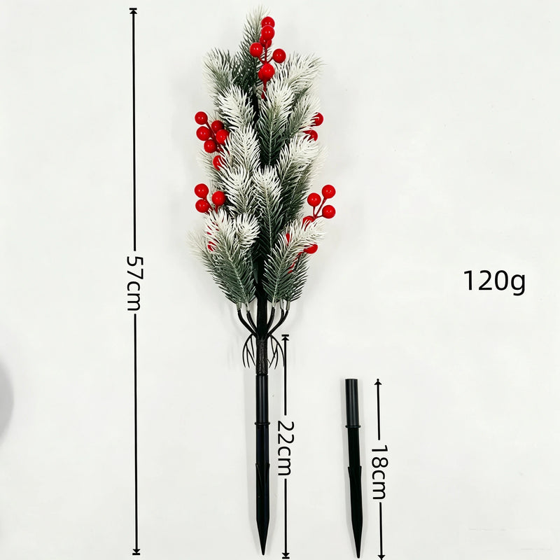 Lifelike Frosted Cedar & Red Berry Plant, Potted or Stake Options, Realistic Winter Greenery for Christmas Decor, DIY Wedding & Event Florals