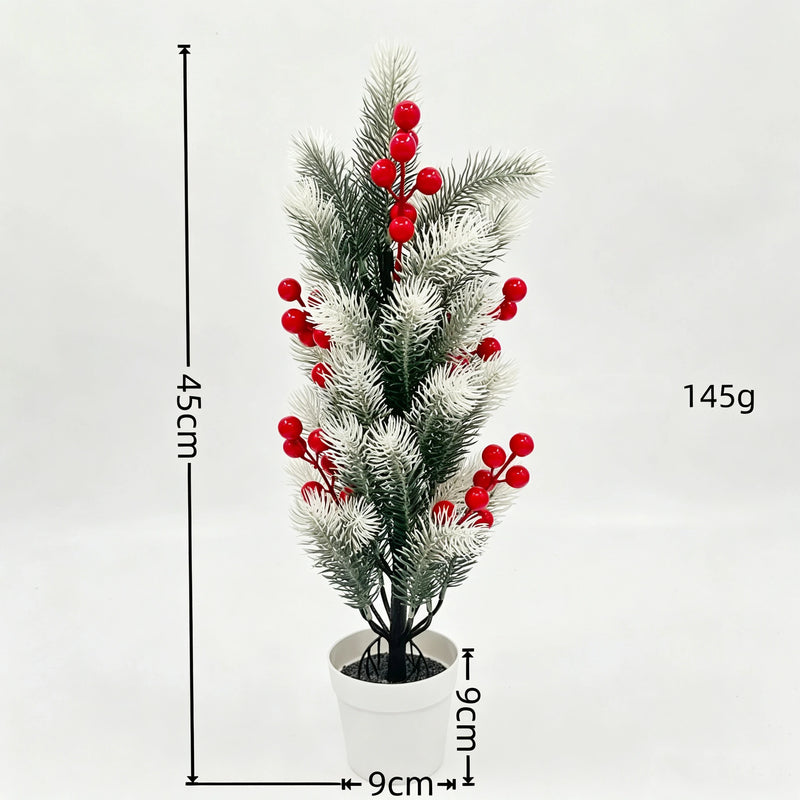 Lifelike Frosted Cedar & Red Berry Plant, Potted or Stake Options, Realistic Winter Greenery for Christmas Decor, DIY Wedding & Event Florals