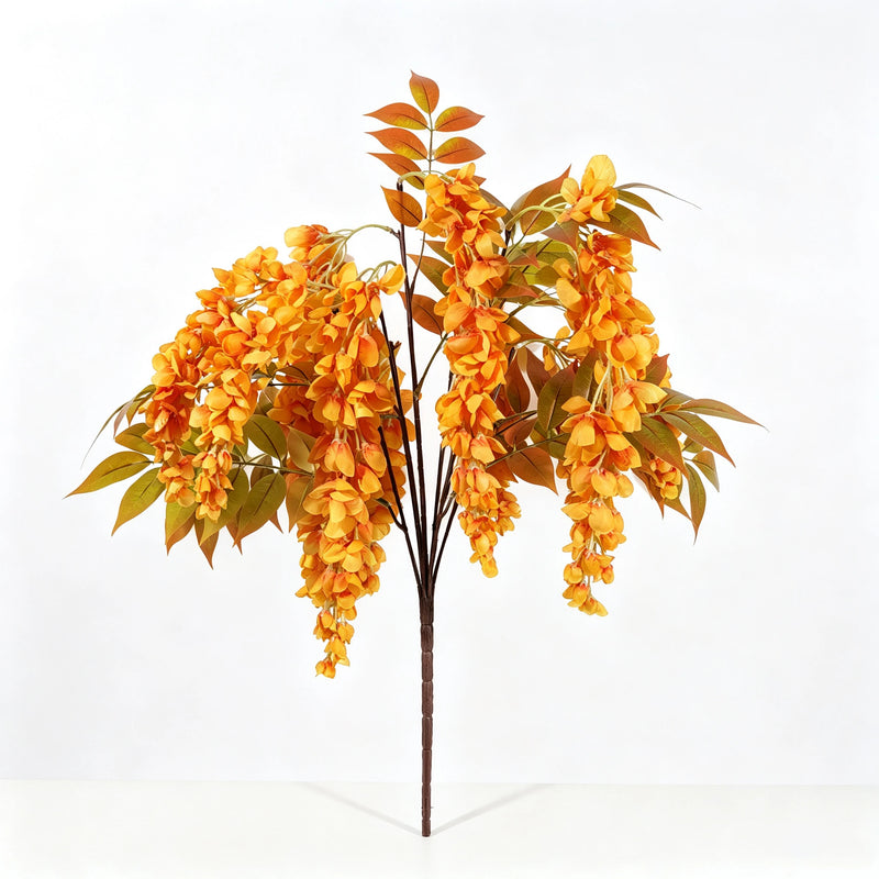 22" Silk Wisteria Bouquet, Long Cascading Stems, Realistic Faux Hanging Flowers for Wedding Arch, Home Decor, DIY Floral Arrangements