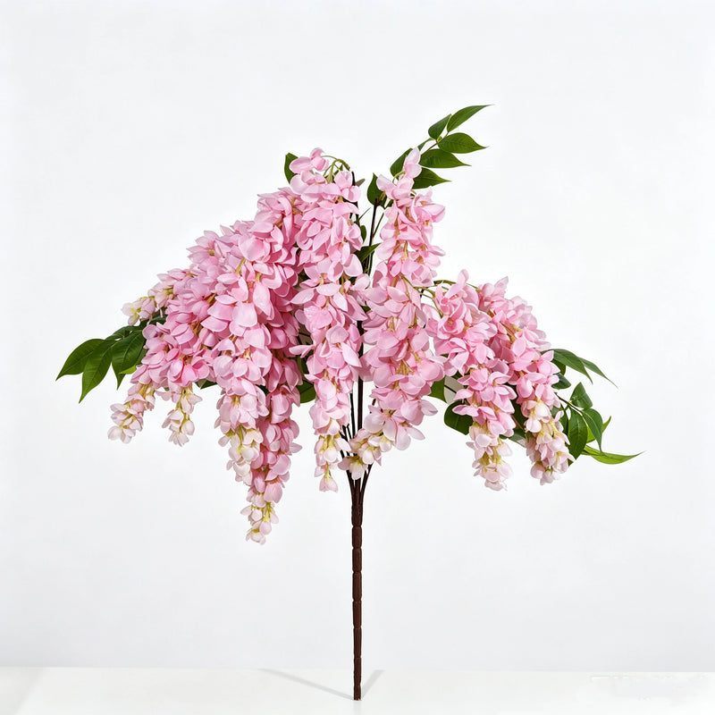 22" Silk Wisteria Bouquet, Long Cascading Stems, Realistic Faux Hanging Flowers for Wedding Arch, Home Decor, DIY Floral Arrangements