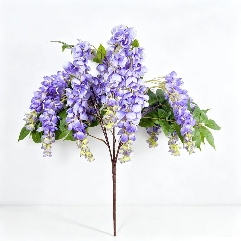 22" Silk Wisteria Bouquet, Long Cascading Stems, Realistic Faux Hanging Flowers for Wedding Arch, Home Decor, DIY Floral Arrangements