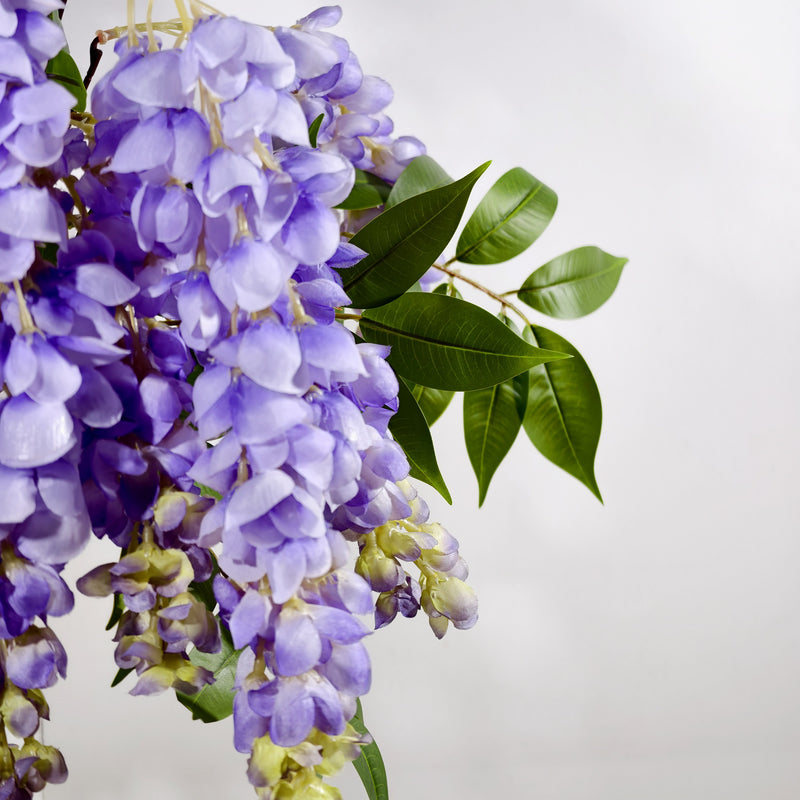 22" Silk Wisteria Bouquet, Long Cascading Stems, Realistic Faux Hanging Flowers for Wedding Arch, Home Decor, DIY Floral Arrangements